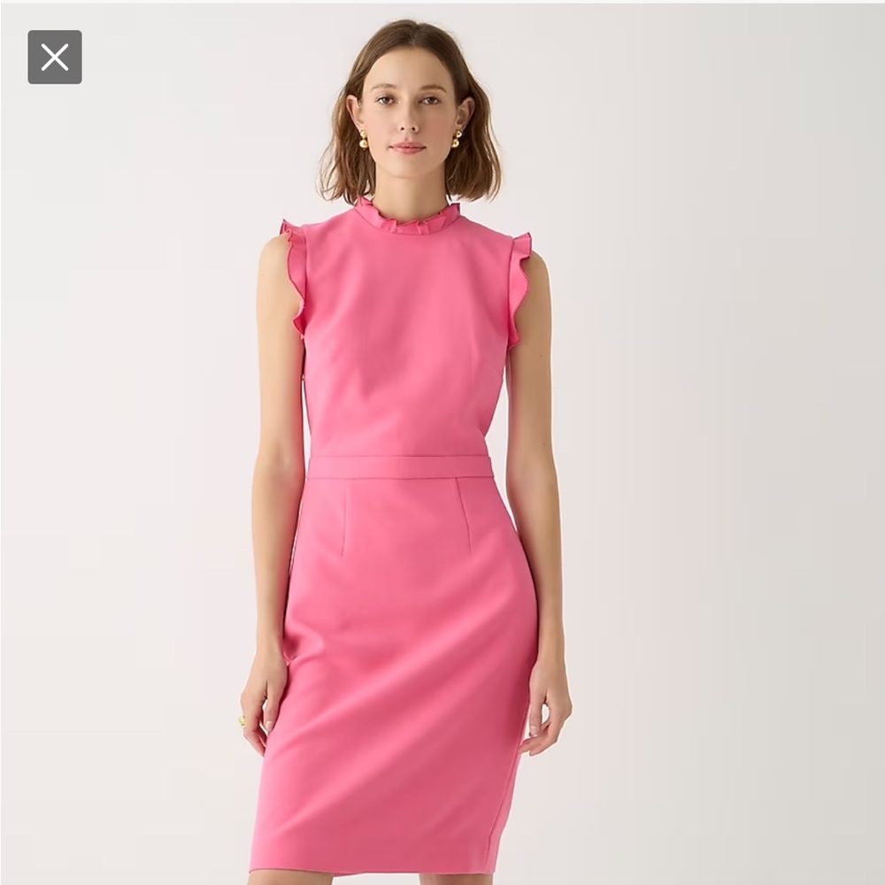 NWT J.Crew ruffle trim sheath dress in stretch crêpe size 6 BP646 vivid begonia